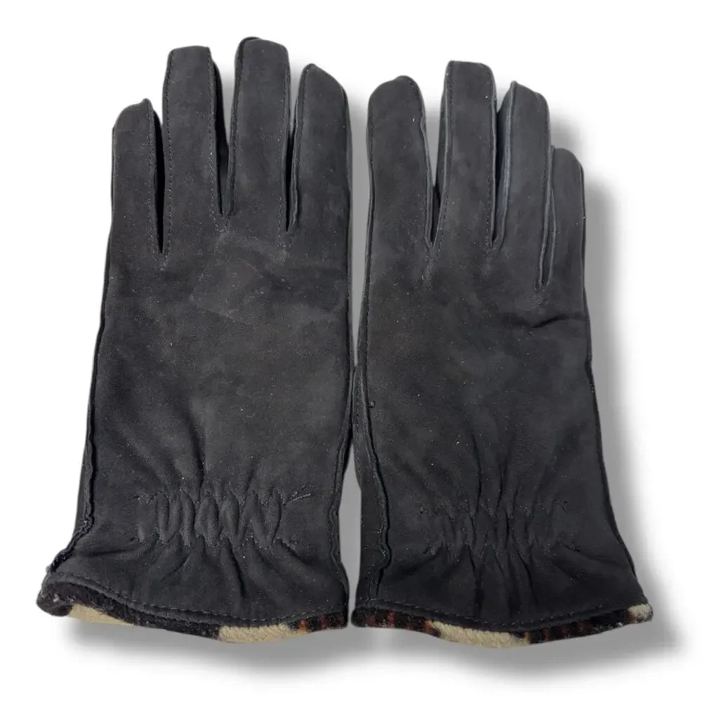 Coach Black Leather Suede Glove with Fleece Lining